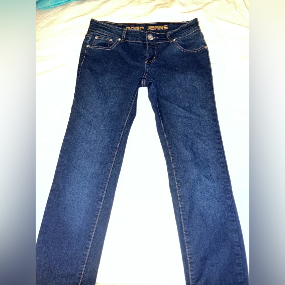 GOGO Women Skinny Jeans Dark Blue